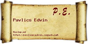 Pavlics Edvin névjegykártya